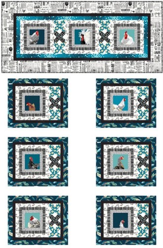 Studio E - Zooming Chickens - Tossed Feathers - Teal, Fabric BTY - Picture 5 of 5