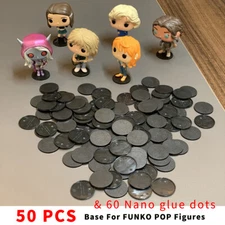 Lot 50 Display Stand Base 40mm For Funko POP  figures & 60 nano glue dots Black