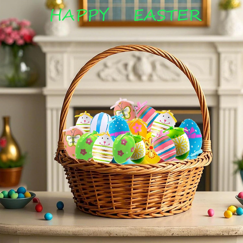 Plastic Easter Eggs,Easter Ornaments for Tree Hanging Ornaments Easter Basket St - Picture 5 of 12