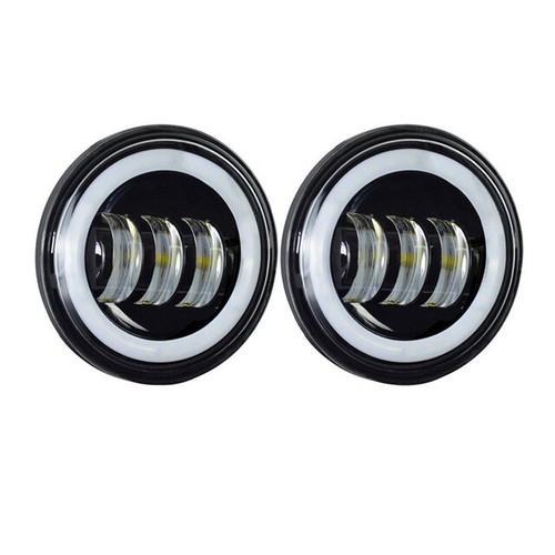 Fog Passing Light Black Angle Eyes LED For Harley Davidson Motorcycle 4.5 Inch - Picture 10 of 12
