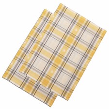 2er Set Platzdeckchen Fanni Gelb kariert hochwertige Landhaus-Tischdekoration