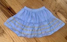 MINI BODEN GIRLS LIGHT BLUE GOLD SKIRT SIZE 9-10 EXCELLENT COND LD4