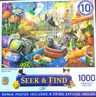 Greenhouse Gone Wild CP 1000 pc Puzzle Cats Dog Having a Fun Time Making Trouble