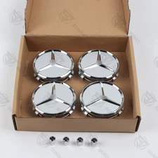 4PCS Chrome 75MM Wheel Rim Center Hub Caps For AMG Upgrade