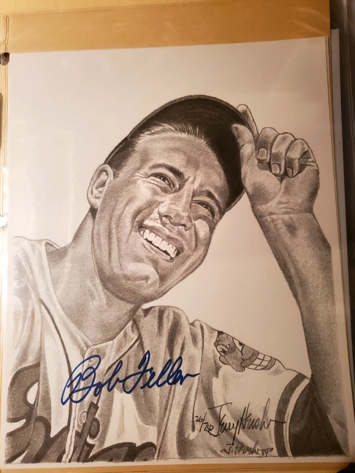 Bob Feller - MLB Baseball HOF: Cleveland Indians - ( 5 AUTOGRAPHED PHOTOS ) - Image 3 of 4