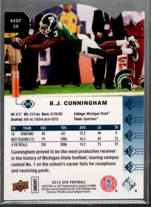 B1151- 2012 SP Authentic 1994 SP Die Cut #94SP29 B.J. Cunningham SAMPLE PIC - Image 2 of 2
