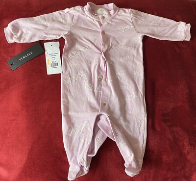 Brand New Genuine Pink Versace Baby Grow Size 3-6 Months UK