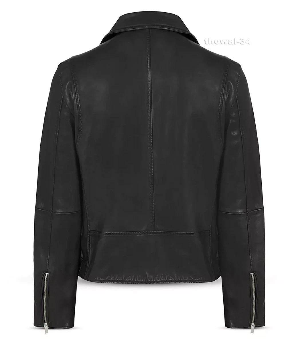 John varvatos star usa leather band collar moto deals jacket