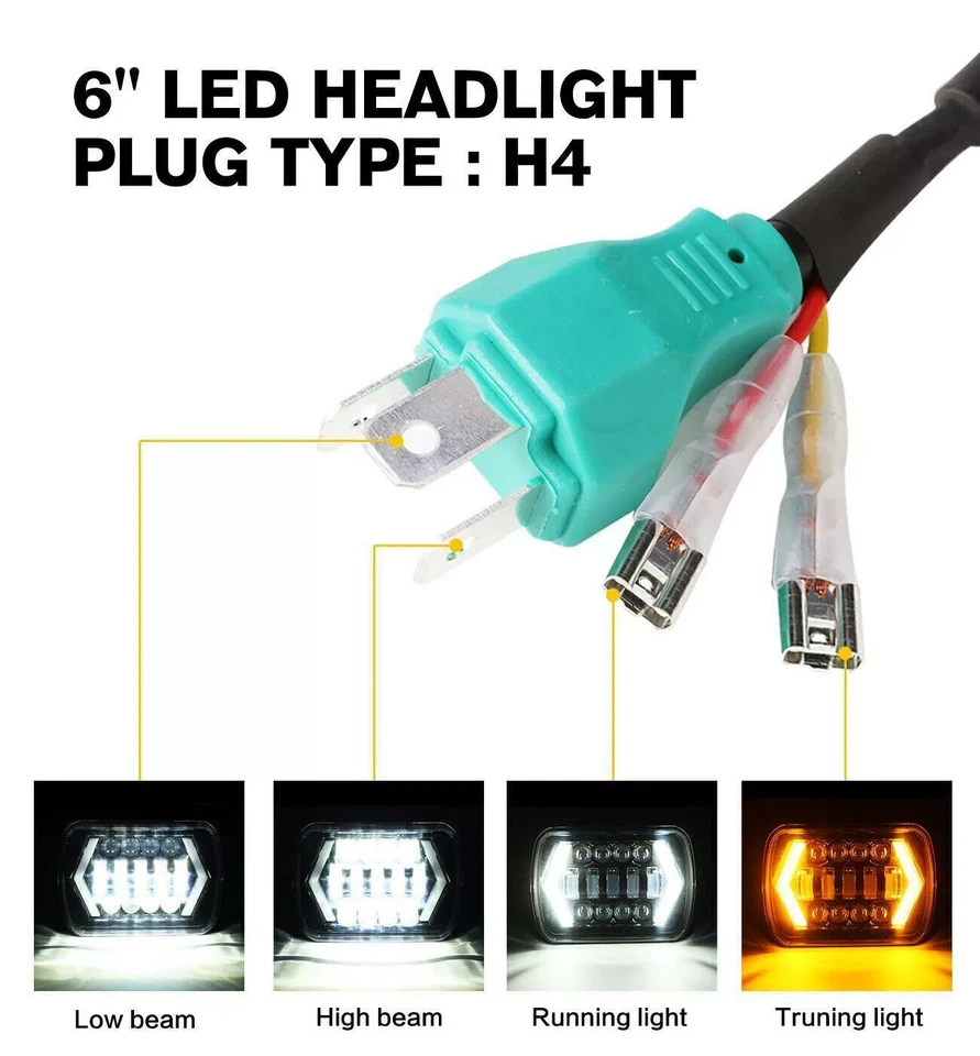 Par de faros LED 7x6"5x7" Halo DRL alto bajo para Jeep Wrangler YJ Cherokee XJ Foto 2 de 4