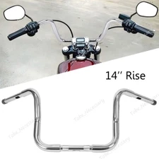 14'' Handlebar Chrome For Harley-Davidson Ape Hanger Rise FLST FXST Sportster