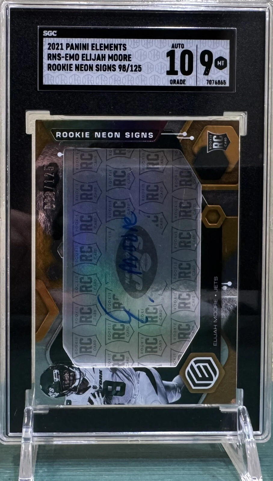 Elijah Moore Panini Elements Rookie Neon Signs #EMO Blue