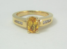 BEAUTIFUL 14K YELLOW GOLD CITRINE  DIAMOND RING 0.06CT TDW 5.2G