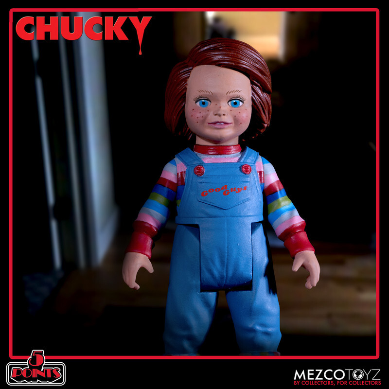 Mezco Toyz 5 Points Chucky Deluxe Figure Set Pizza Face Good
