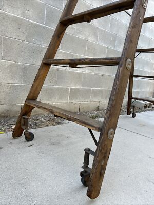 Antique Industrial Wood Ladder | eBay