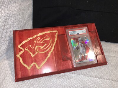 Sports Card Display, Chiefs, Eagles, Patriots, NFL. Super Bowl Graded cards