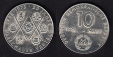 DDR-1975:   10 Mark Gedenkm&uuml;nze   "20 Jahre Warschauer Vertrag"  (1)