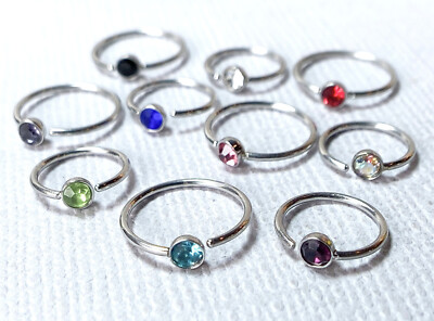 1pc Bendable Steel CZ Gem Nose Hoop / Cartilage Ring Rook Daith Helix Tragus 