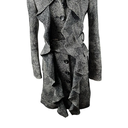 DVF Diane Von Furstenberg MILLITETTE Ruffle Front Wool Blend Size 2 Winter Coat - Picture 6 of 23