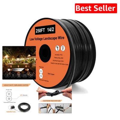 14/2 Low Voltage Landscape Wire, 250ft Copper Outdoor Cable, Durable Direct B...