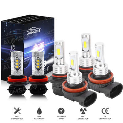 6x For 2006-2018 Honda Pilot Pure White LED Headlights Fog Light Bulbs Kit Combo