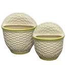 2 VTG Haeger Pottery Planters Wall Pockets Basket Weave 9.5” 7.5” Floral Decor