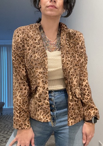 Draper's & Damon's All Over Animal Print Zip Up Jacket Size Petite M - Picture 2 of 13