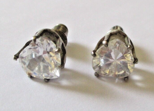 Boucles D'oreilles Clou Argenté Avec Cristal Noir Diamant, Style Vintage, Modèle 3011 - Occasion