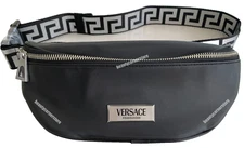 Versace Fragrances Black Belt Bag Travel Pouch Fanny Pack + Dust Bag New