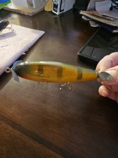 Vintage Orig Heddon Injured  Minnow Colorful Fishing  Lure  / Eyes Wood B5 - Image 3 of 4