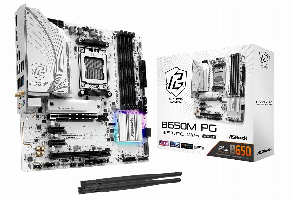 マザーボード ASRock B650M RIPTIDE Wifi White ASRock | B650M PG Riptide WiFi White