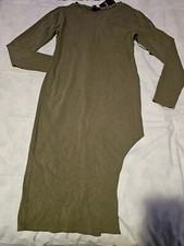 Forever 21  Green Dress Size XL Bodycon Long Sleeve Leg Slit