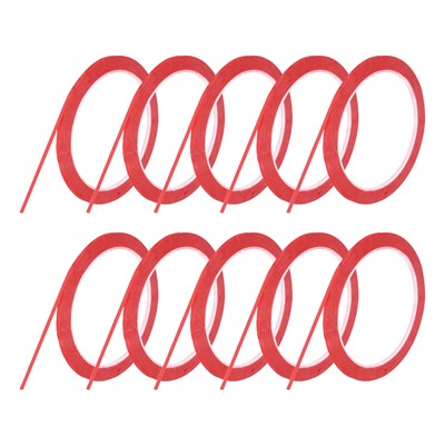 10 Rollen Whiteboard Klebeband dünn 3 mm 54,7 Yard dünne Nadelstreifen Band, rot