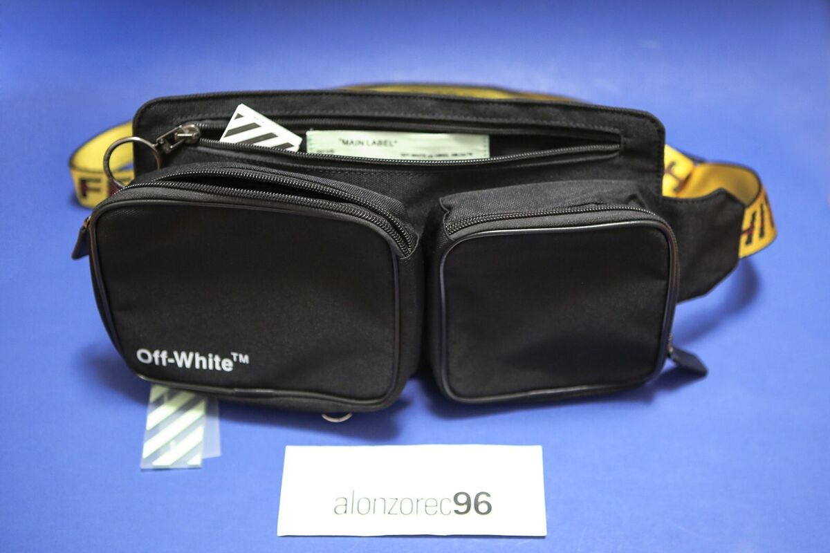 Off White Industrial Strap Yellow Belt Black Fanny Hip Bag Off White Industrial Strap Yellow Belt Black Fanny Hip Bag