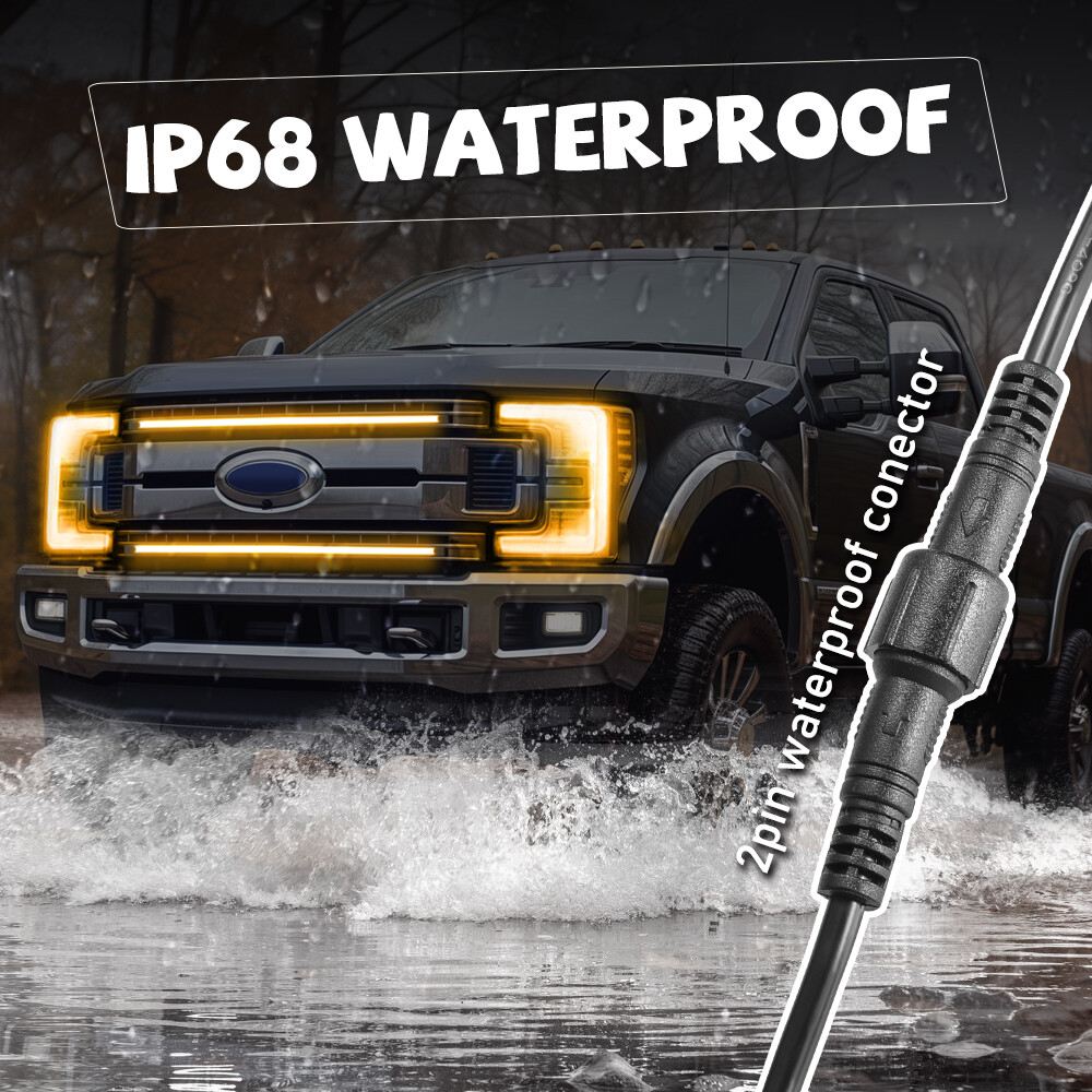 For 2017-2022 Ford Super Duty F250 Amber LED DRL Hidden Grill Accent Lights Kit