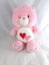 Care Bears LOVE-A-LOT BEAR Pink 13" Plush Stuffed Animal Hearts 2003