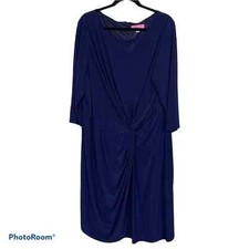Eliza J New York Plus Size 22W Boatneck Sheath Career Blue Front Knot Dress
