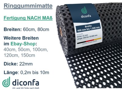 Ringgummimatte Gummimatte 60cm 80cm BREIT 0,2m bis 10m LANG Ringmatte Lochmatte