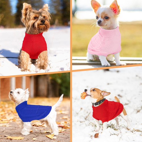 Medium Small Dog Sweater, Classic Knitted Dog Jumper Pet Cat Warm Sweatshirt Tur - Picture 8 of 12