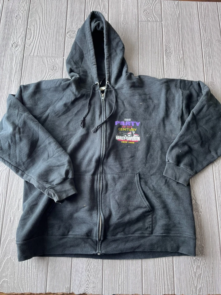 Harley Davidson hoodie sweatshirt 2003 Party of Century Large Black Full zip - Image 2 of 4