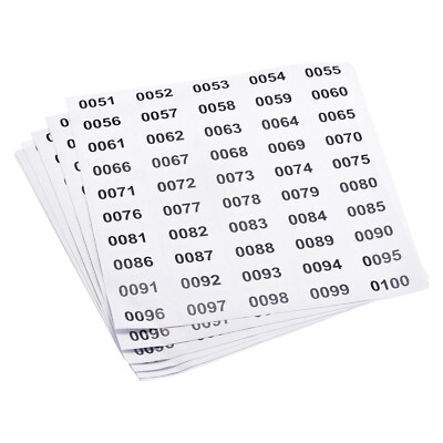 Beschaffungskarte 0051 bis 0100 fortlaufende Nummern Aufkleber Inventaretikett 10 Blatt 