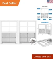 Flush Mount White Shed Windows 18" W x 23" H for Sheds & Playhouses - 2 Pack