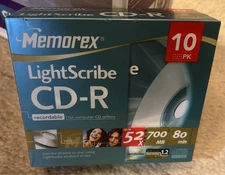 Memorex Light Scribe CD-R 700 MB 80 Min 52X, 10 Pack Brand New