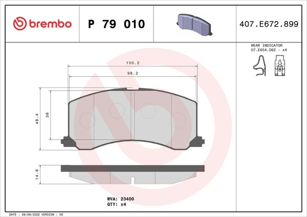 Vorderachse Brembo P 79 010 Bremsbelagsatz, Scheibenbremse FüR Suzuki-image
