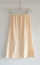 Vanity Fair Vintage Cream Lace Floral Midi/Maxi Slip Skirt Size Small
