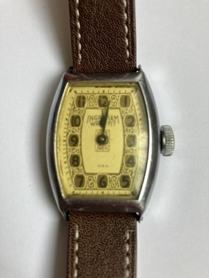 VTG INGRAHAM WRIST FIT WATCH WORKS 1930s-40s Silver Gold Tone Metal Band 