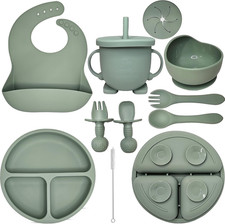 Baby Led Weaning Supplies  10 Piece Silicone Baby Feeding Set, Baby Toddler Bib