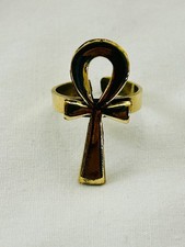 Egyptian Brass Adjustable Handmade Ankh "key of life" Ring 1.25" Wide