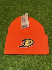NHL Anaheim Ducks Classic Team Logo Cuffed Knit Sideline Beanie Hat Cap ORANGE