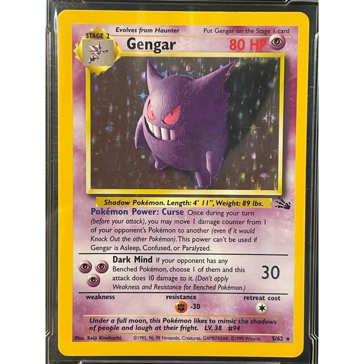 gengar 1999 pokemon card #5 Pokémon Fossil Holo Rare ArenaClub Graded NM+ 7.5 This 1999 Pokemon Gym 2 Japanese Holo Rare card 1999 Gengar Promo : r/IsMyPokemonCardFake