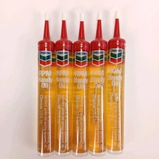 5 Vtg Chevron RPM Handy Oiler Oil Plastic Tubes All Purpose Household NOS
